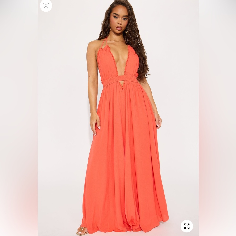 Elegant coral Red Sleeveless Dress